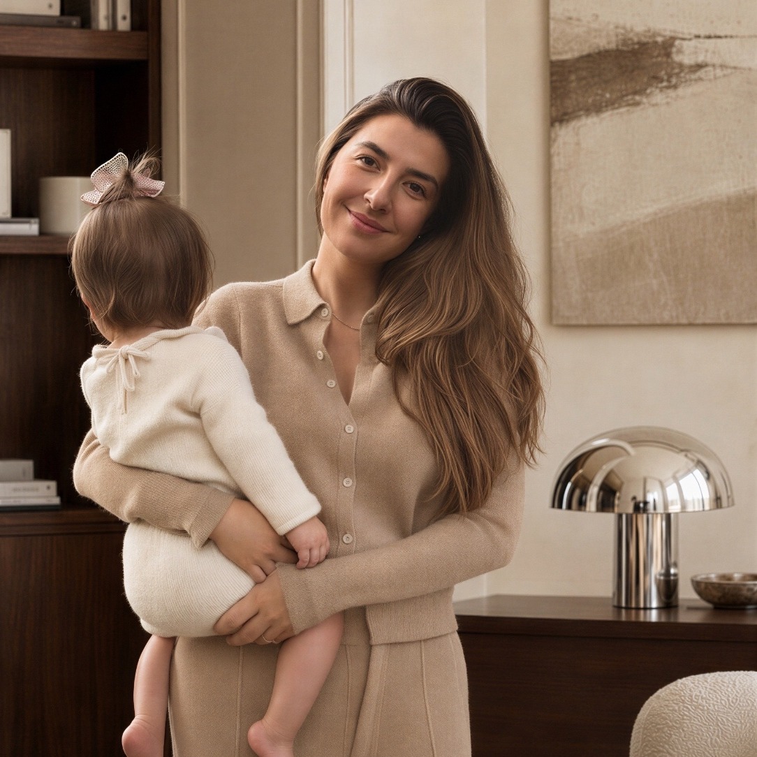 Melanie, founder of ama., with her daughter Vivienne